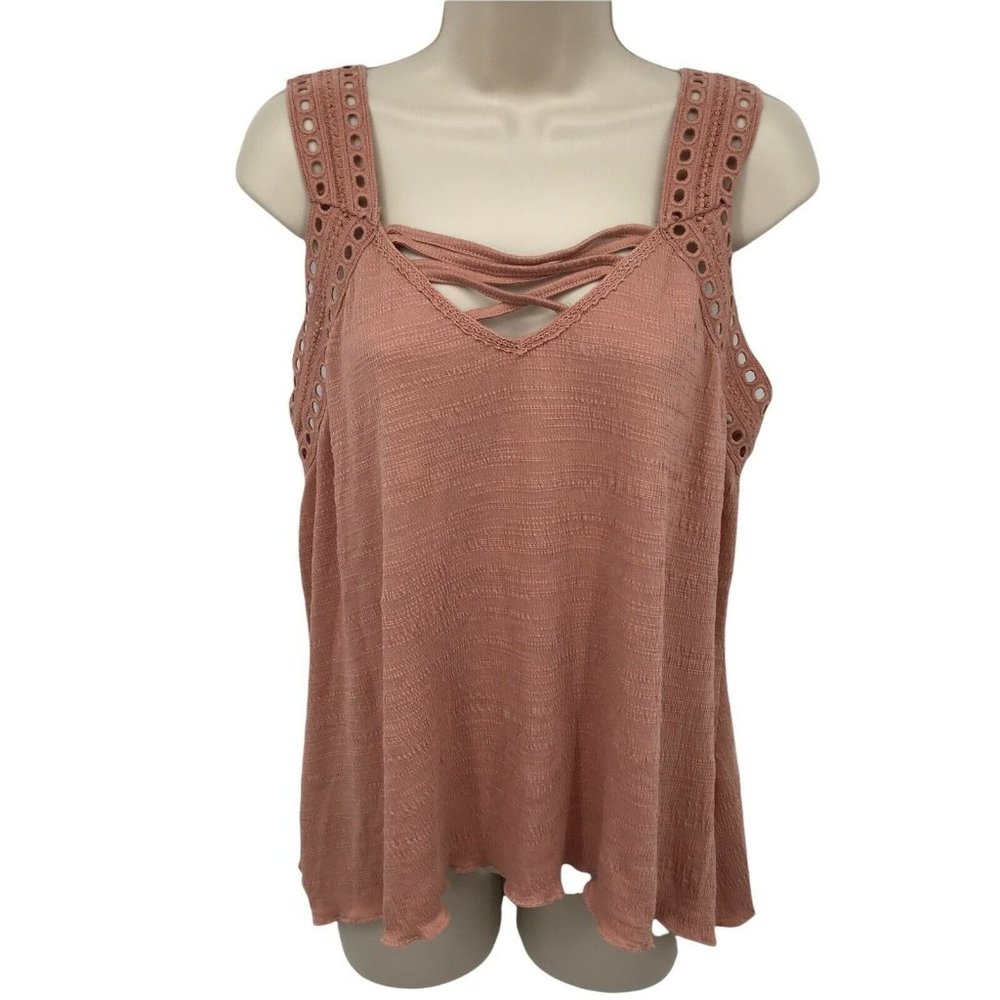 Maurices Sleeveless Eyelet  Peachy Pink Tank L